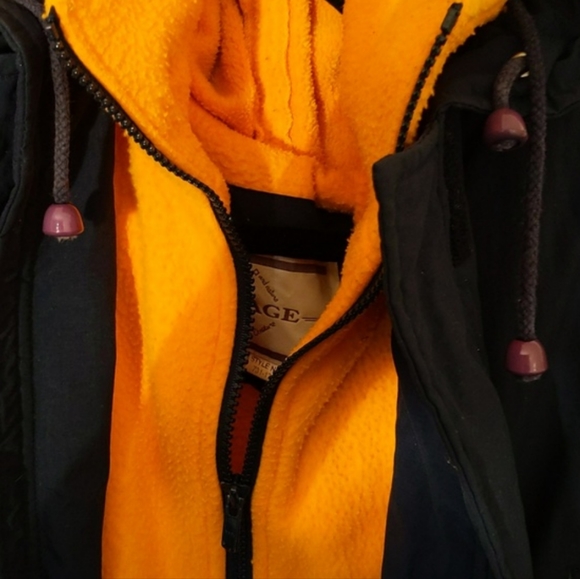 Nuage| Blue  and Orange Lined Long Heavy Winter Jacket - Picture 4 of 8